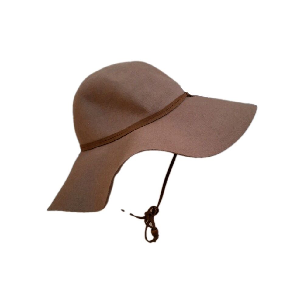 Sunday Afternoons Vivian Hat Fawn Brown Pure Wool Leather Strap SIZE M